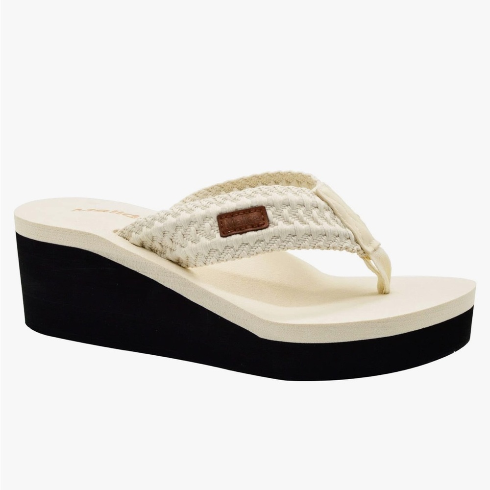 NEW MALIDA Beige Wedge Arch Support Flip Flops Sz 6